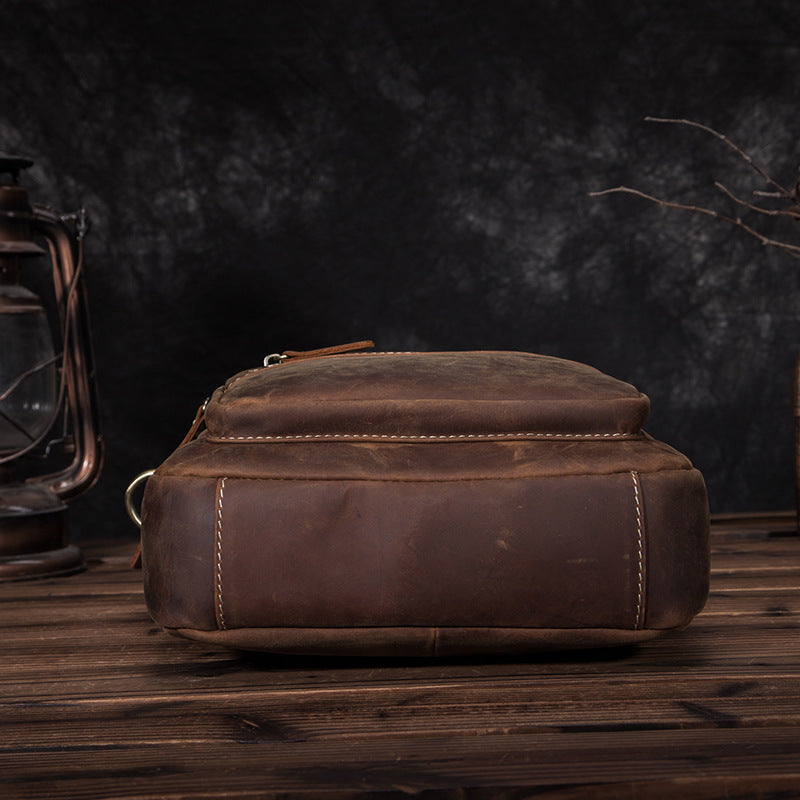 Men's Shoulder Bag Genuine Cowhide Leather Retro Men's Crossbody Bag
