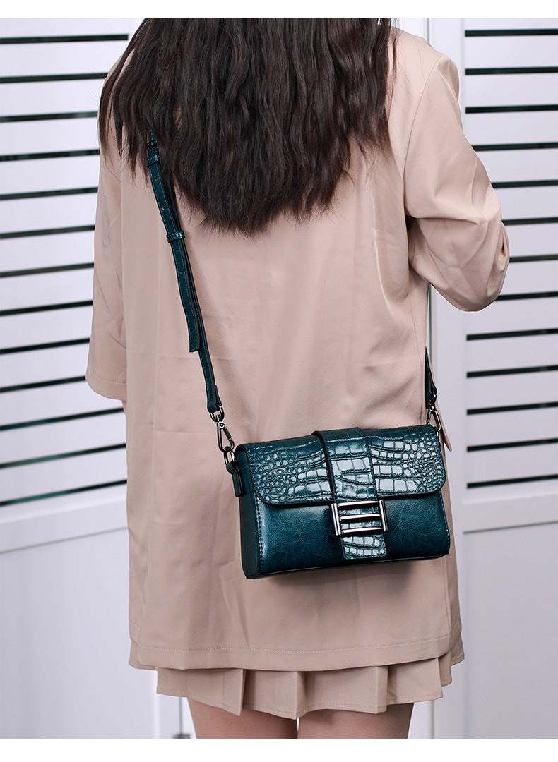 Women's bag Stylish genuine leather crocodile pattern one shoulder bag Broadband Trendy shoulder bag that goes with anything. Pochette