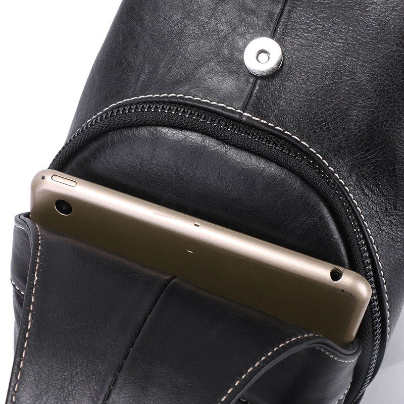 Men's Bust Bag Cowhide Genuine Leather Casual Fashion Sports Crossbody Bag for Men Shoulder Bag