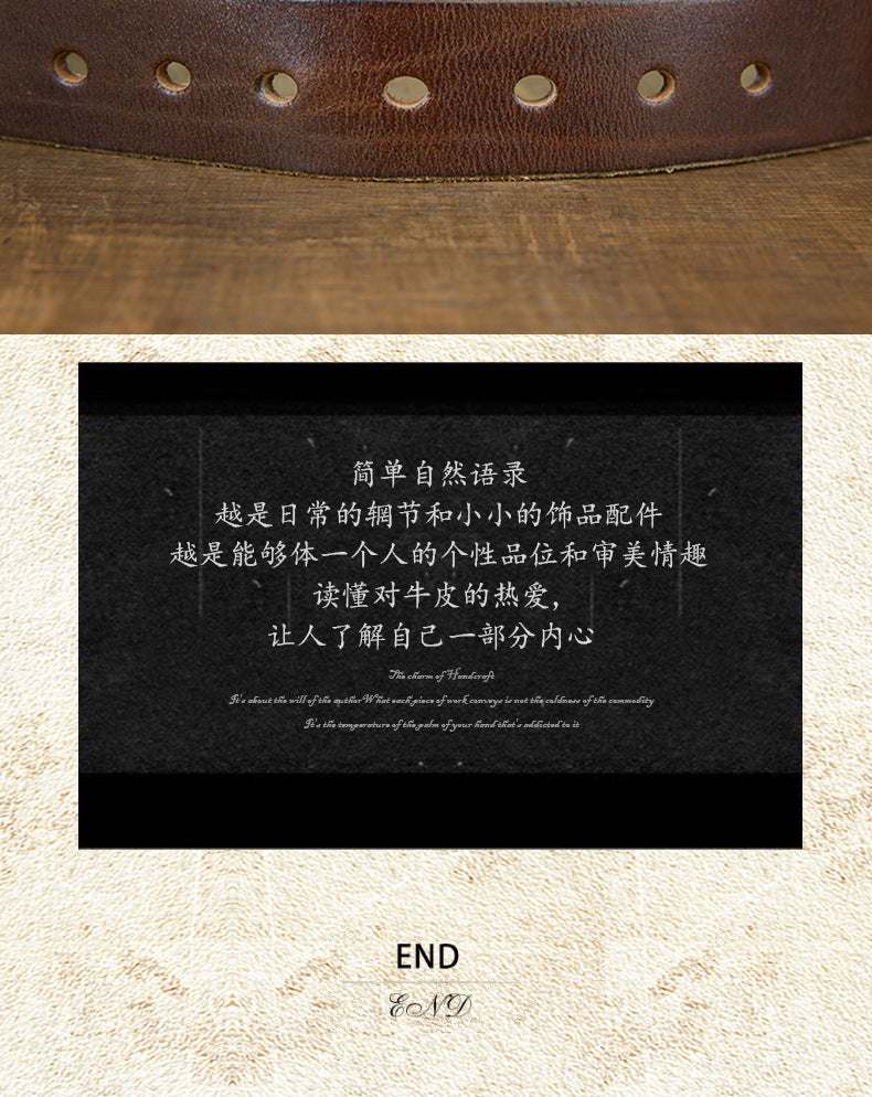 Men's Belt Original Genuine Cowhide Leather Copper Unique Needle Buckle Casual Men's Belt