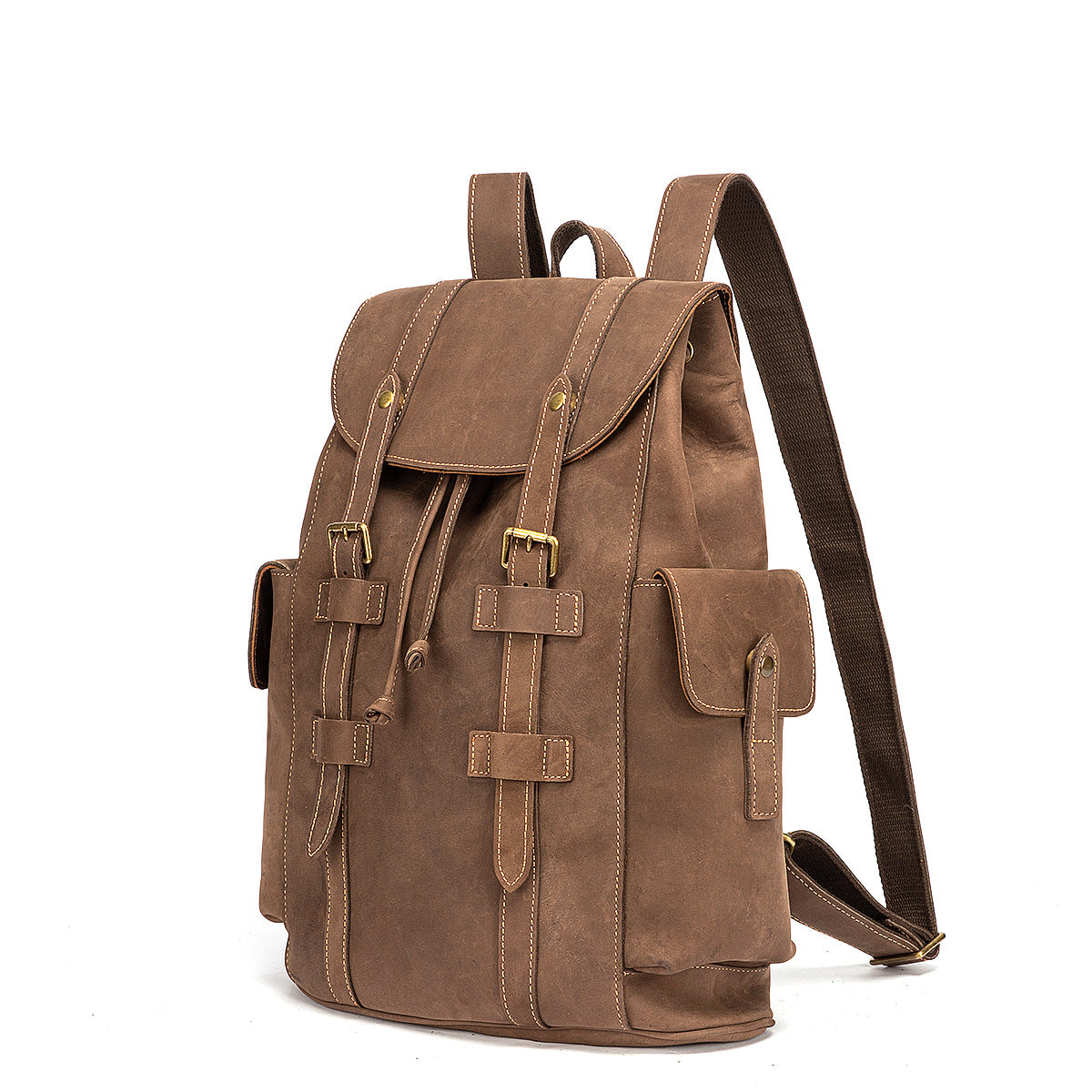 Men's backpack cowhide genuine leather retro large capacity computer bag for men