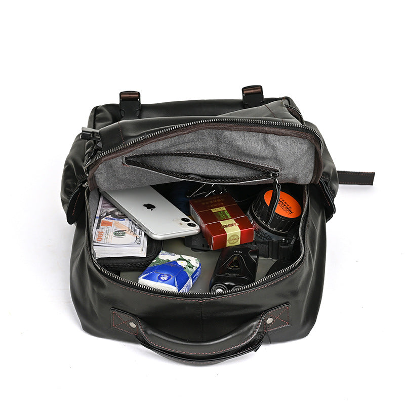 Men's backpack cowhide genuine leather retro casual business travel bag for men computer bag
