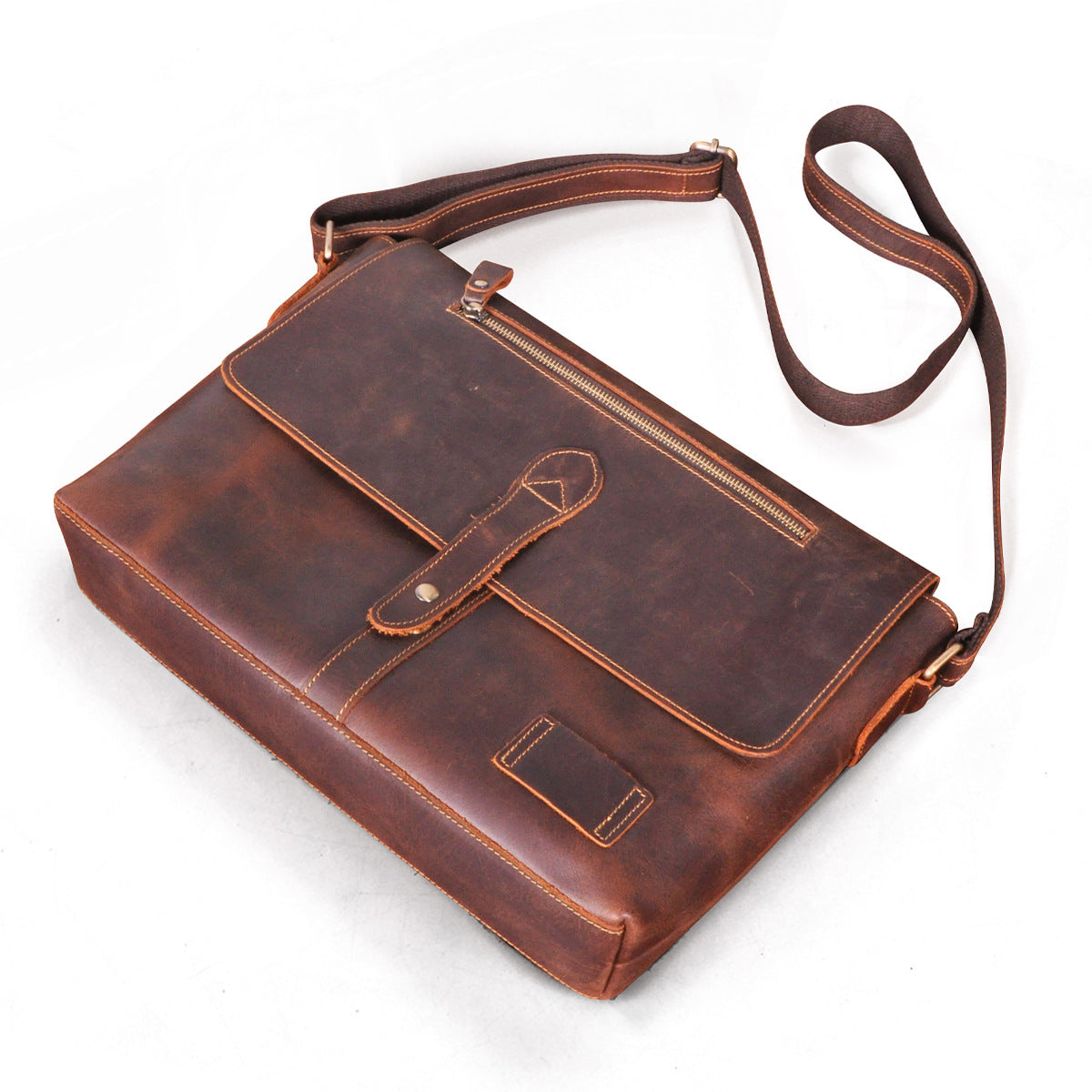 Men's Crossbody Bag Cowhide Genuine Leather Retro Men's Shoulder Bag