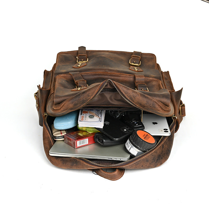 Men's backpack Cowhide genuine leather large capacity outdoor casual men's travel bag computer bag