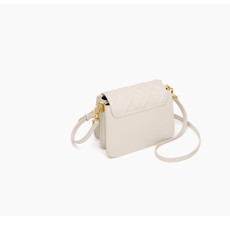 Women's Bag Genuine Leather Fashion Plaid Square Bag High Quality Simple Elegant Shoulder Bag.Pochette