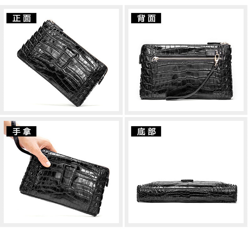 Men's Wallet Cow Leather Crocodile Crest Fashion Clutch Bag Smartphone Coin Card Holder Men's Wallet