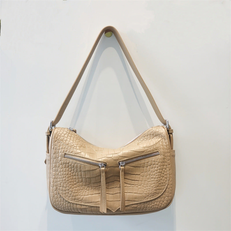 Crocodile pattern large capacity shoulder bag genuine leather ladies bag stylish shoulder bag tote bag