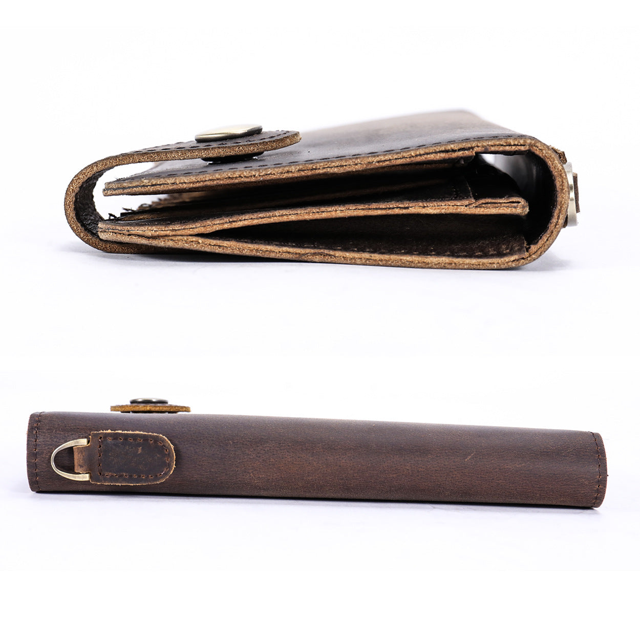 Men's Wallet Cow Leather Fashion Personality Zipper Clutch Bag Men's Card Bag Handbag