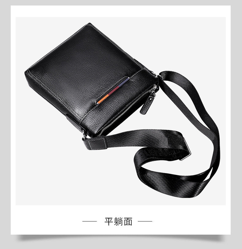メンズショルダーバッグ 牛皮本革 韩国 ファッション ビジネスカジュアル 男性用斜めがけバッグ