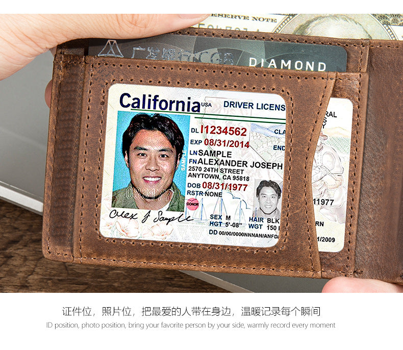 Men's wallet cowhide genuine leather retro business card holder card bag for men