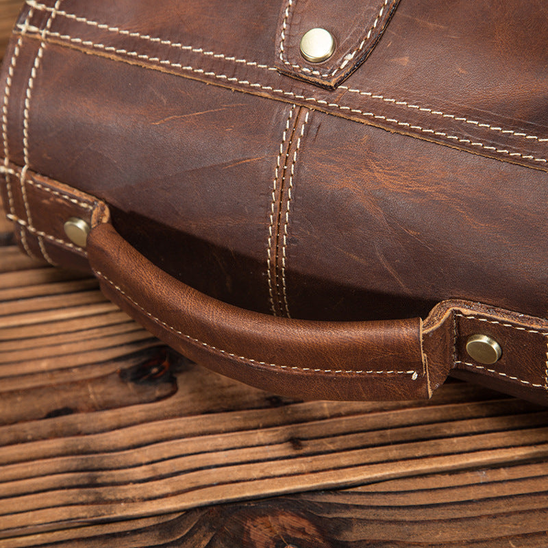 Men's Shoulder Bag Cowhide Genuine Leather Retro Outdoor Travel Crossbody Bag for Men 