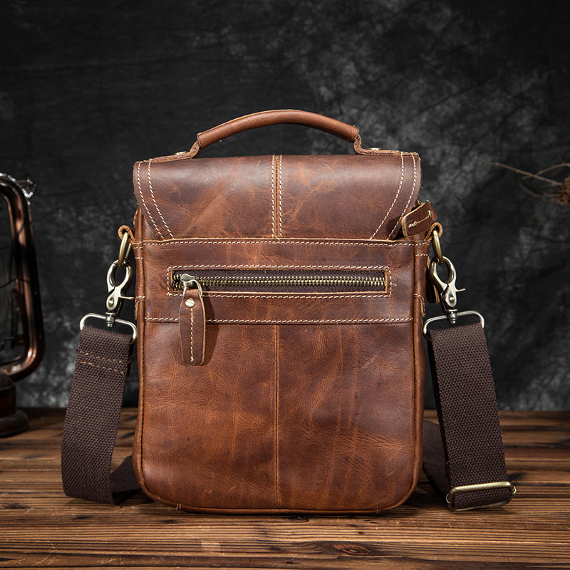 Men's Shoulder Bag Cowhide Genuine Leather Retro Outdoor Travel Crossbody Bag for Men 