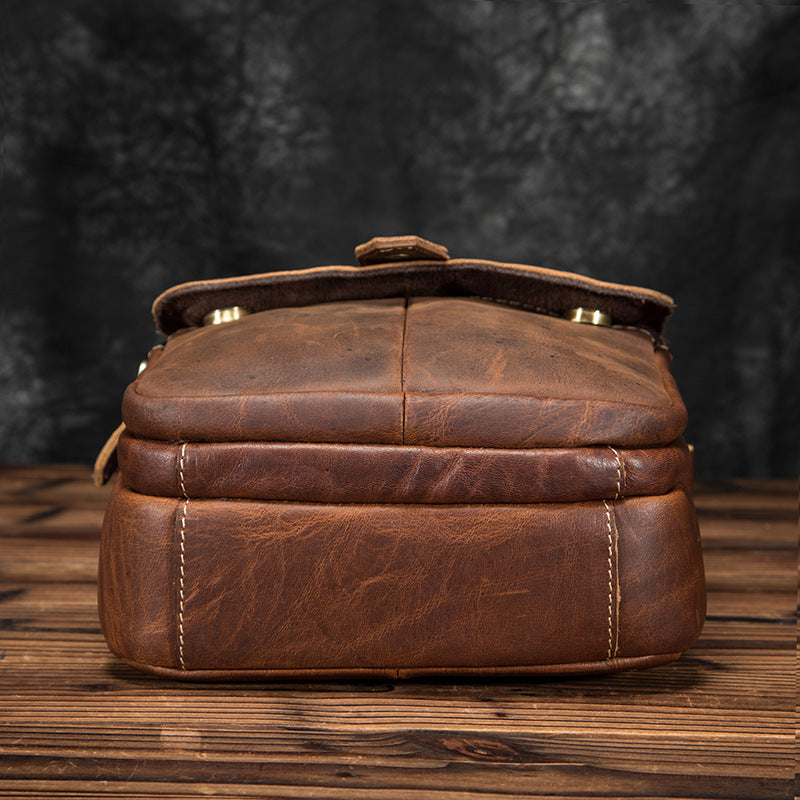 Men's Shoulder Bag Cowhide Genuine Leather Retro Outdoor Travel Crossbody Bag for Men 