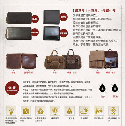 メンズ財布手作り牛革本革製ファスナー腰にかけるキーホルダー多機能ファッション男性用バッグ