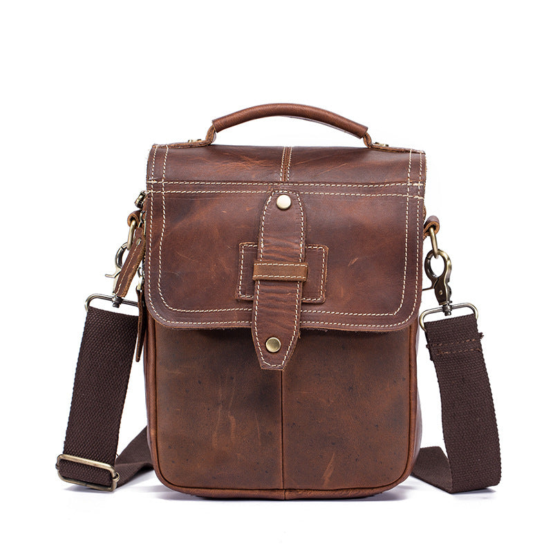 Men's Shoulder Bag Cowhide Genuine Leather Retro Outdoor Travel Crossbody Bag for Men 