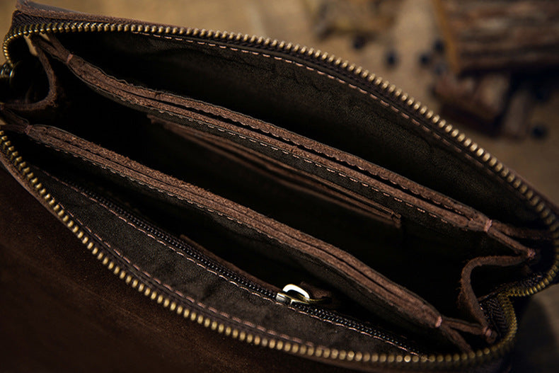 Men's Wallet Genuine Cowhide Leather Handmade Original Crazy Horse Clutch Bag Retro Mobile Phone Bag Men's Wallet 