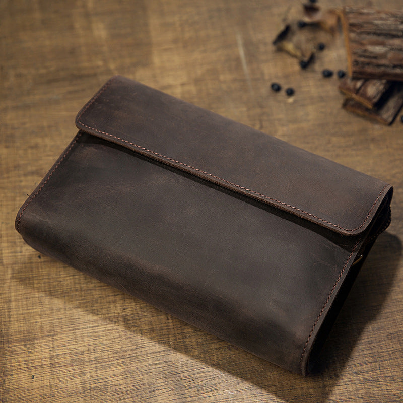 Men's Wallet Genuine Cowhide Leather Handmade Original Crazy Horse Clutch Bag Retro Mobile Phone Bag Men's Wallet 