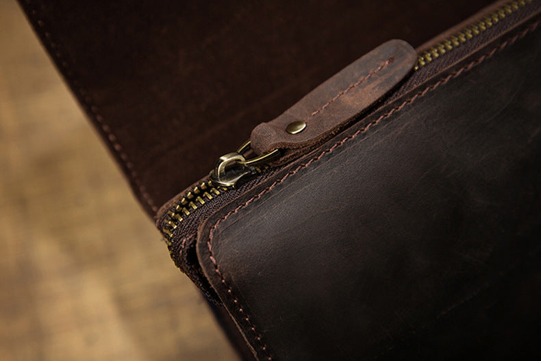 Men's Wallet Genuine Cowhide Leather Handmade Original Crazy Horse Clutch Bag Retro Mobile Phone Bag Men's Wallet 