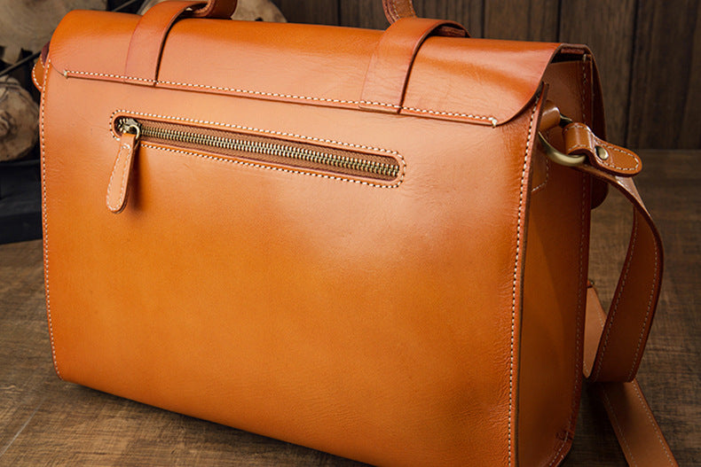 Men's original handmade cowhide genuine leather Korean fashion shoulder bag casual retro crossbody bag 
