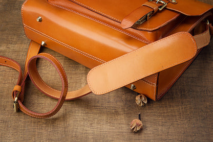 Men's original handmade cowhide genuine leather Korean fashion shoulder bag casual retro crossbody bag 
