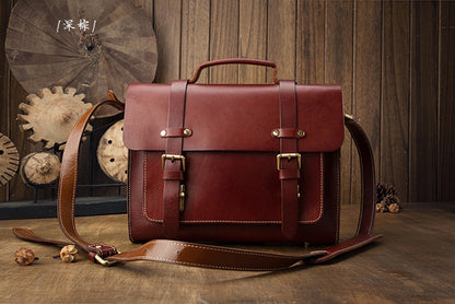 Men's original handmade cowhide genuine leather Korean fashion shoulder bag casual retro crossbody bag 