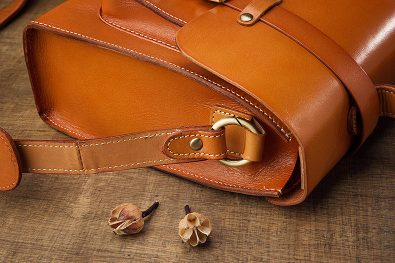 Men's original handmade cowhide genuine leather Korean fashion shoulder bag casual retro crossbody bag 