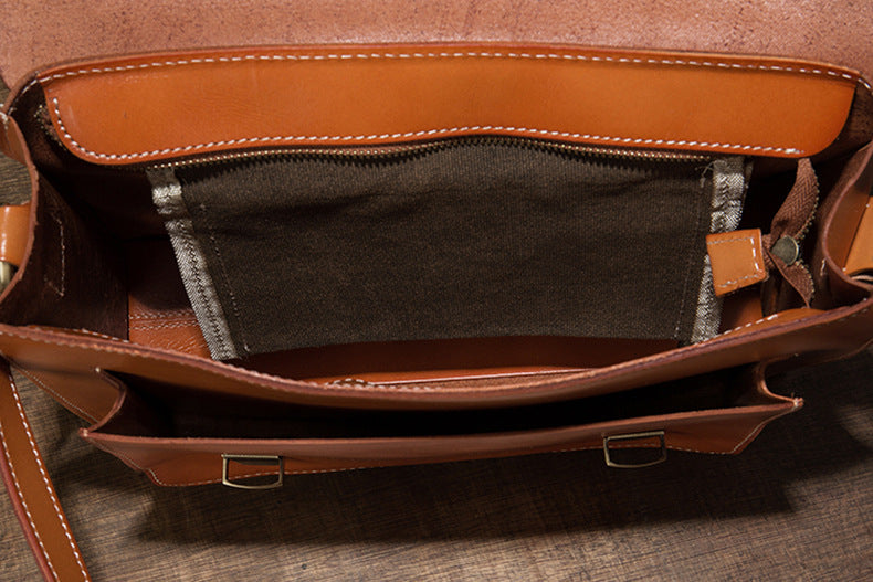 Men's original handmade cowhide genuine leather Korean fashion shoulder bag casual retro crossbody bag 