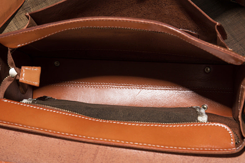 Men's original handmade cowhide genuine leather Korean fashion shoulder bag casual retro crossbody bag 