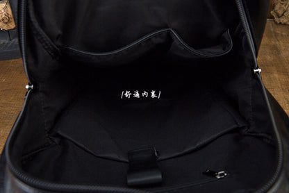 メンズリュックサック オリジナル手作り 牛革本革製 シンプルカジュアル パソコンバッグ大容量男性用旅行かばん