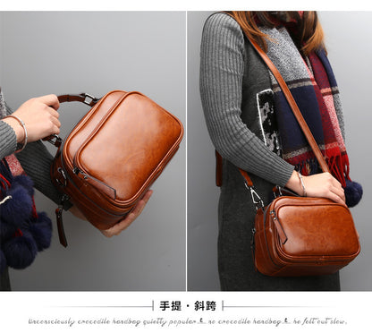 Genuine leather cowhide bag Stylish women's crossbody bag Casual handbag that goes with anything Shoulder bag.Pochette
