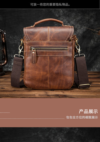 Men's Shoulder Bag Cowhide Genuine Leather Retro Outdoor Travel Crossbody Bag for Men 