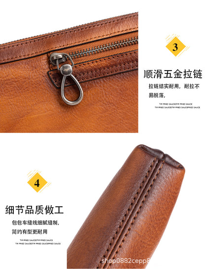 メンズクラッチバッグ牛革本革製レトロ個性ファッション カジュアル男性用ハンドバッグ