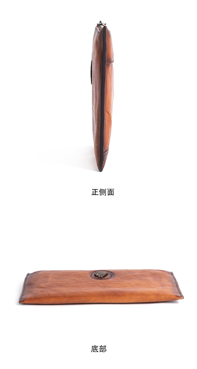 メンズクラッチバッグ牛革本革製カジュアル男性用ハンドバッグ