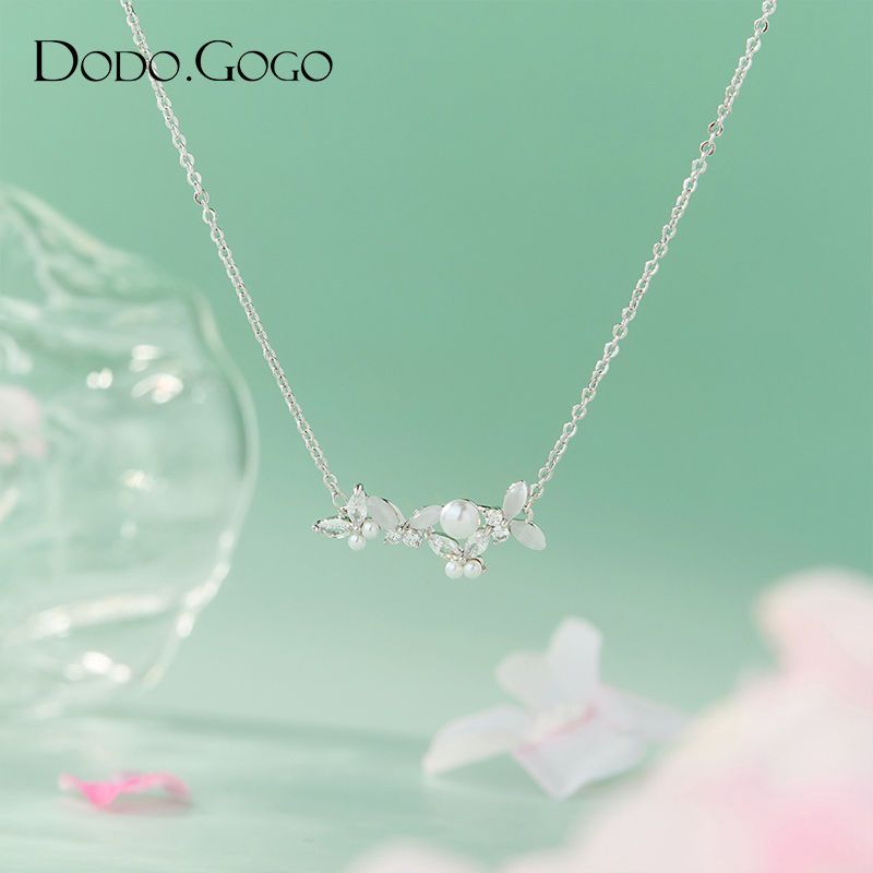 DODOGOGO  花びらパールネックレスレディース高級感鎖骨チェーン