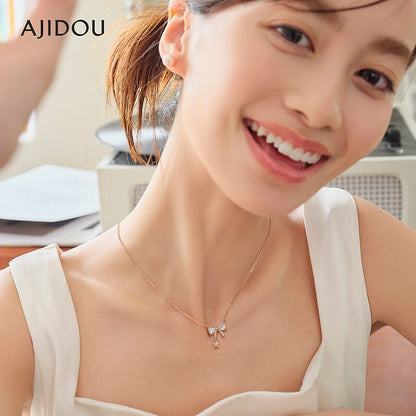 AJIDOU925シルバー甘くてかわいいリボンネックレス贈り物