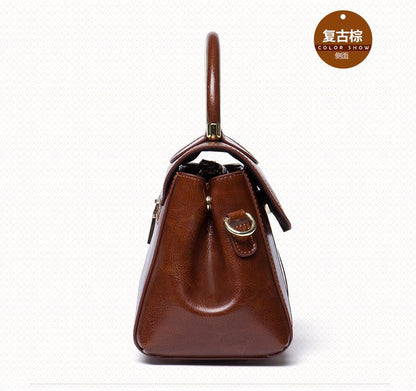 Women's bag Genuine leather handbag Cowhide crossbody bag that goes with anything Retro elegant shoulder bag. Pochette