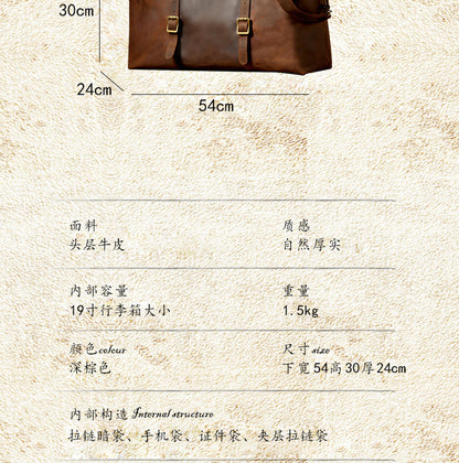 メンズ旅行かばん 手提げかばん 手作り オリジナル レトロ 大容量 牛革本革製 荷物かばん 男性斜めがけショルダーバッグ