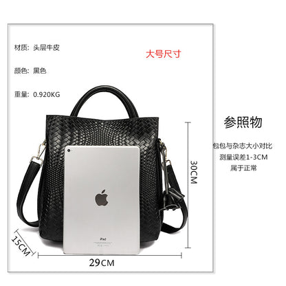 本革レディースバッグ大容量ハンドバッグ編み柄ファッション気質エレガントレトロショルダーバッグハンドバッグ.カバン
