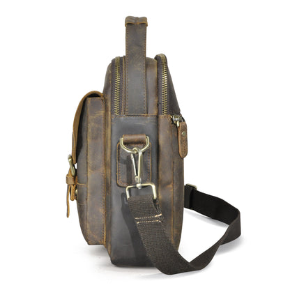 Men's Shoulder Bag Genuine Cowhide Leather Retro Travel Outdoor Men's Crossbody Bag