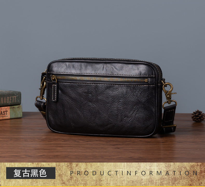 メンズショルダーバッグ牛革本革製レトロ男性用斜めがけバッグ