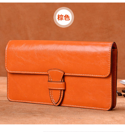 Ladies wallet large capacity clutch bag casual wallet retro simple long wallet