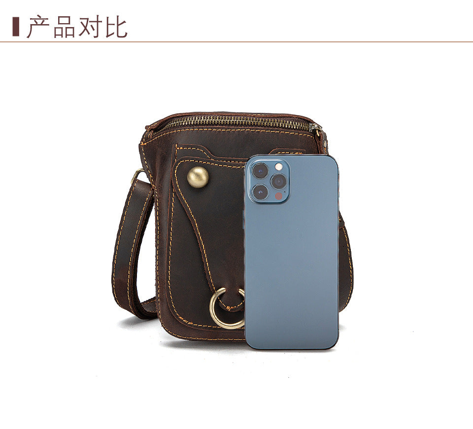 Men's Shoulder Bag Cowhide Genuine Leather Retro Fashion Casual Men's Crossbody Bag 