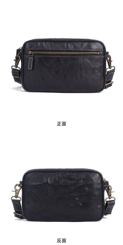 メンズショルダーバッグ牛革本革製レトロ男性用斜めがけバッグ