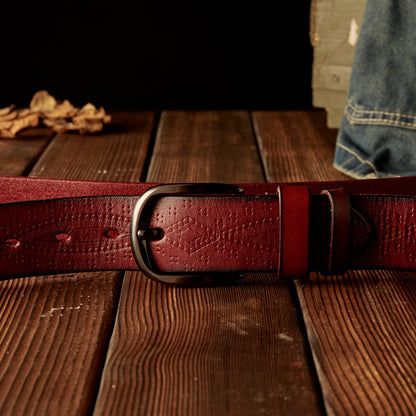 Men's Belt Handmade Cowhide Needle Buckle Korean Fashion Casual Retro Men's Belt 