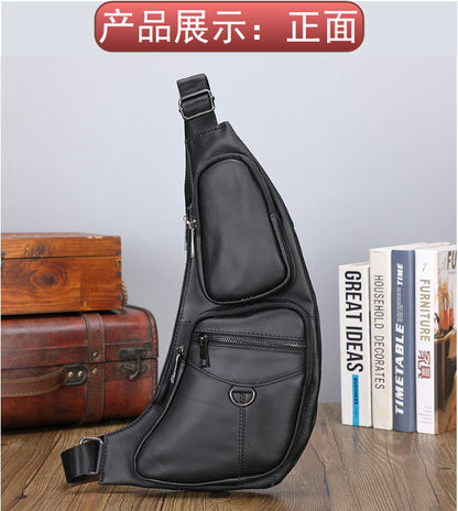 メンズバストバッグ牛革本革製スポーツファッション男性用斜めがけバッグショルダーバッグ