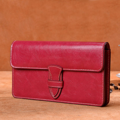 Ladies wallet large capacity clutch bag casual wallet retro simple long wallet