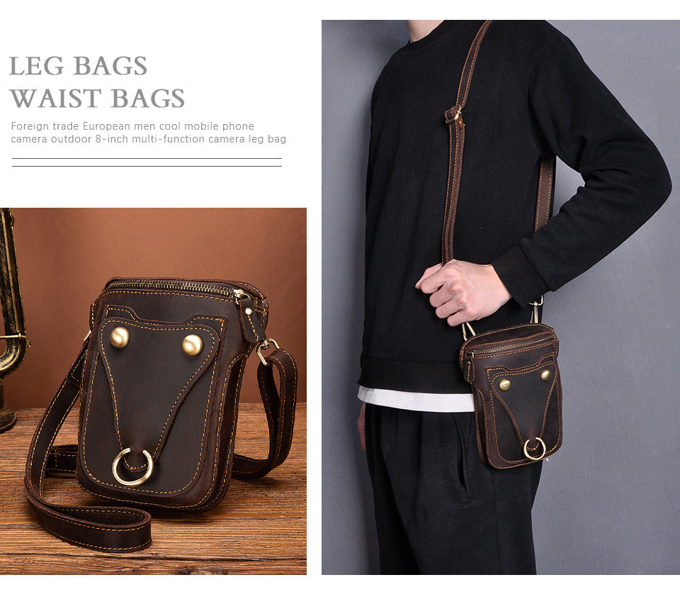 Men's Shoulder Bag Cowhide Genuine Leather Retro Fashion Casual Men's Crossbody Bag 