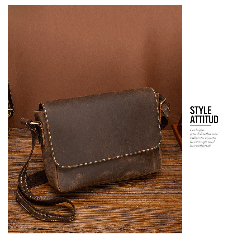 Men's shoulder bag Genuine cowhide leather retro crossbody bag for men 