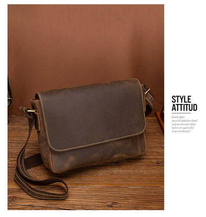 Men's shoulder bag Genuine cowhide leather retro crossbody bag for men 