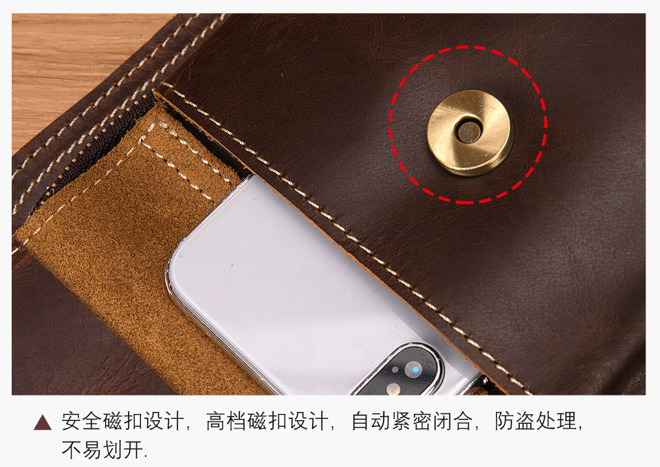 Men's Bust Bag Genuine Cowhide Leather Retro Outdoor Versatile Men's Crossbody Bag 